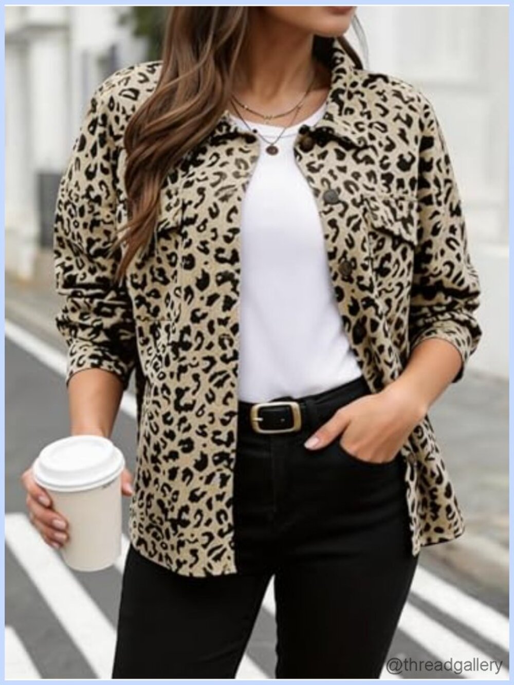 Leopard Print Women's Coat Lapel Single-Breasted Autumn Winter Jacket